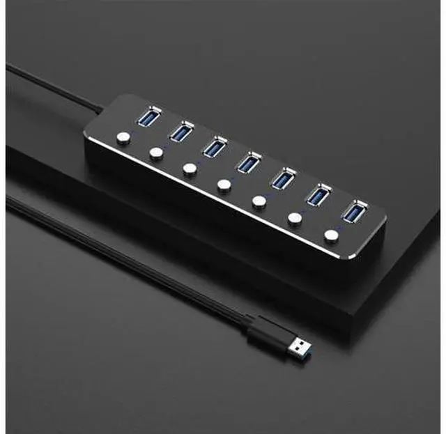 Main image of USB 3.0 Power Adapter 7 Ports Aluminum Alloy Splitter Hub USB Multi Extender Switch 1.2M Cable Hub Kit USB Hub 3.0 EU Plug B-N33
