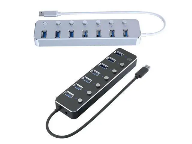 Alt view image 2 of 4 - USB 3.0 Power Adapter 7 Ports Aluminum Alloy Splitter Hub USB Multi Extender Switch 1.2M Cable Hub Kit USB Hub 3.0 EU Plug B-N33