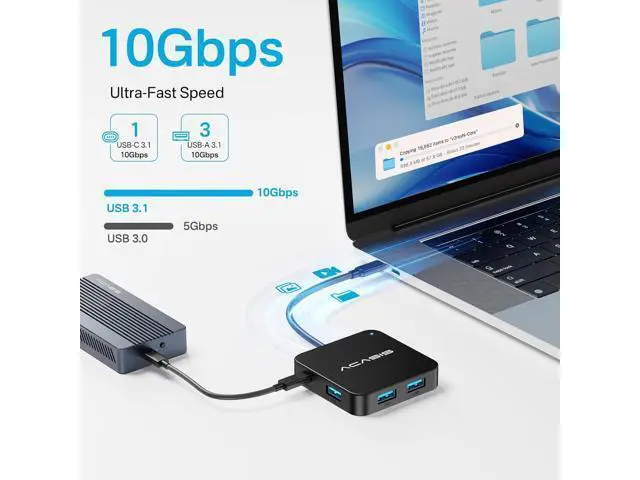 Alt view image 4 of 5 - USB C Hub 10Gbps Multiport Adapter with 4K 60Hz HDMI 100W Power Delivery 3 USB A3.2+1 USB-C 3.1 Data Port USB C to HDMI Adapter for MacBook Surface iPad PRO XPS(Black)