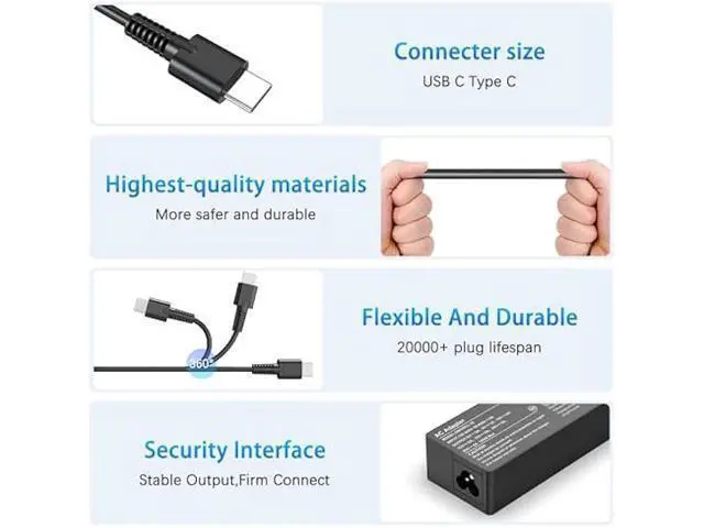 Alt view image 4 of 5 - 100W USB Type C Laptop Charger Universal Compatible with Chromebook,HP,Lenovo,Acer,Dell,Asus,Mac Book and More Devices,USB C Power Adapter