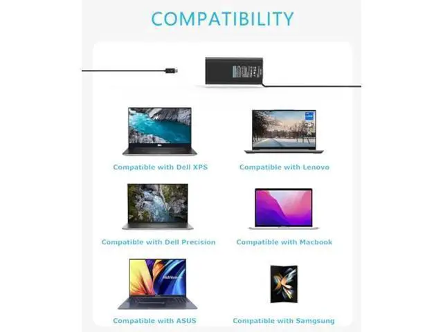 Alt view image 4 of 7 - 130W USB C Business Laptop Charger Compatible with Dell Inspiron 16 Plus 7640 7630 7620 2-in-1 Slim AC Power Supply Type C Adapter Cord