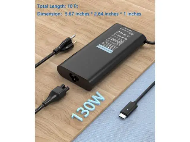 Alt view image 2 of 7 - 130W USB C Business Laptop Charger Compatible with Dell Inspiron 16 Plus 7640 7630 7620 2-in-1 Slim AC Power Supply Type C Adapter Cord