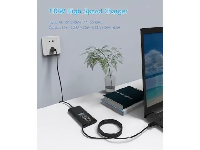 Alt view image 7 of 7 - 130W USB C Business Laptop Charger Compatible with Dell Inspiron 16 Plus 7640 7630 7620 2-in-1 Slim AC Power Supply Type C Adapter Cord