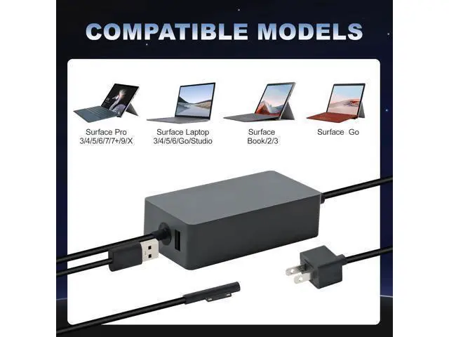 Alt view image 3 of 6 - 102W Surface Laptop Charger for Surface Laptop Studio Surface Laptop 3 4 5 Windows Surface Pro/Go Fast Charging Portable and Easy to Use