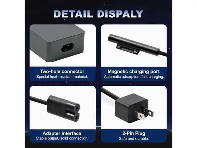Alt view image 4 of 6 - 102W Surface Laptop Charger for Surface Laptop Studio Surface Laptop 3 4 5 Windows Surface Pro/Go Fast Charging Portable and Easy to Use
