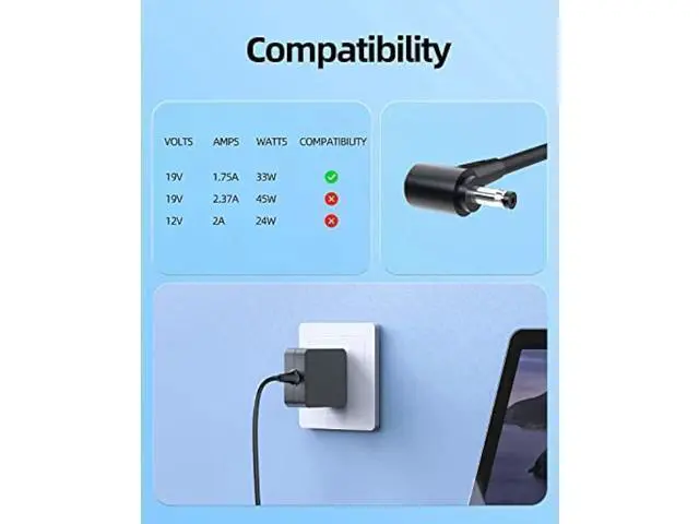 Alt view image 5 of 7 - 33W AC Charger Fit for Asus E510MA E510M E510 E210MA E210M E210 E510MA-RS06 Laptop Portable 7.5Ft Power Supply Adapter Cord