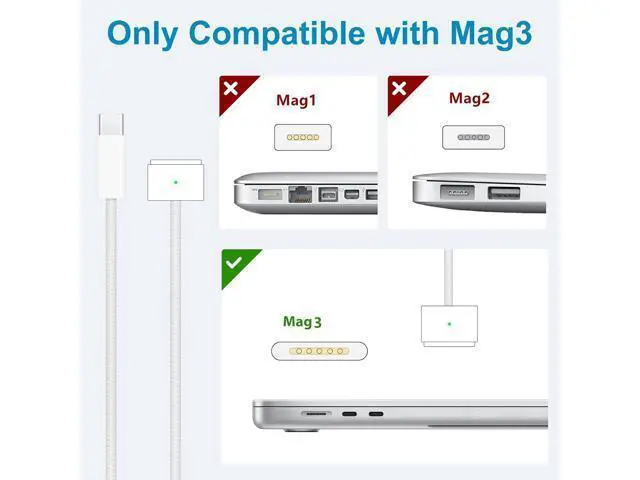 Alt view image 3 of 6 - Charger for Mac Book Air 15 13 Inch Mac Book Pro14 Inch M4 M3 M2 M1 from 2025 2024 2023 2022 2021 70W USB-C to Mag 3 Power Adapter Include 6.6FT 5A USB-C to Magnetic 3 Cable (Original Quality)