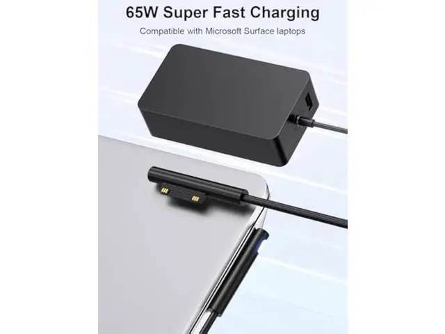 Alt view image 2 of 7 - Surface Pro Laptop Charger 65W Compatible with Microsoft Surface Pro 7, 10, 9, 8, 7+, 6, 5, 4, 3, X, Windows Surface Laptop 6, 5, 4, 3, 2, 1, Surface Go Tablet, Surface Book 3, 2, 1, Support 44W, 36W