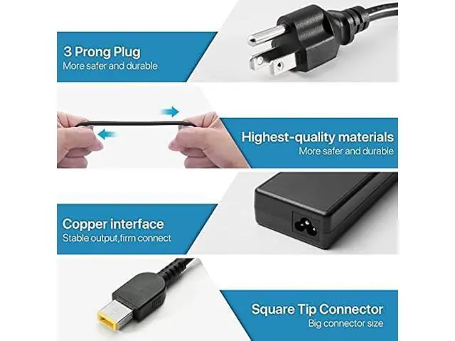 Alt view image 3 of 6 - 135W Laptop Charger Fit for Lenovo Thinkpad P1, 135W AC Adapter Slim Tip 4X20E50558