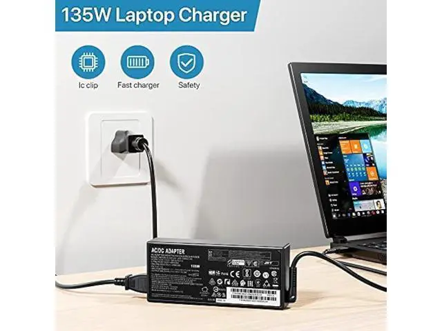 Alt view image 6 of 6 - 135W Laptop Charger Fit for Lenovo Thinkpad P1, 135W AC Adapter Slim Tip 4X20E50558