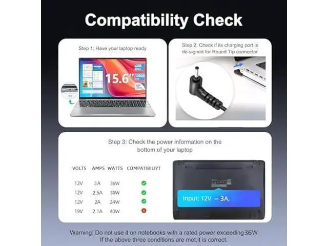 Alt view image 3 of 7 - 12V AC Adapter Charger for SGIN M17 Pro M17Pro M17S 17 Inch 17.3 Windows 11 Laptop Notebook Computer PC Power Supply Adaptor Cord Wall Plug