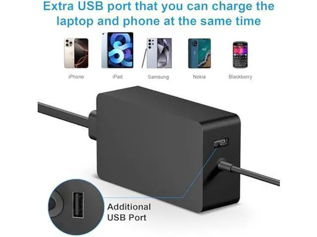 Alt view image 4 of 6 - Charger Compatible with Microsoft Surface Pro, Surface Go Tablet, Surface Book, Support 65W, 44W, 39W, 36W, 24W Microsoft Surface Laptop Charger