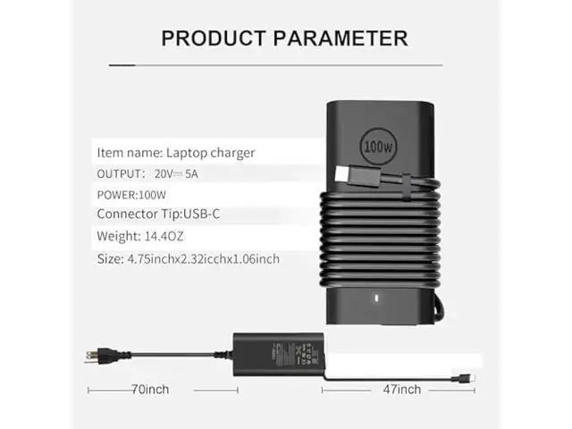 Alt view image 3 of 7 - New GAN Slim AC Adapter,100W USB C Laptop Charger for DELL Latitude 5540 5440 5340 7440 Inspiron 14 Power Cord,for Dell 100W Laptop Charger