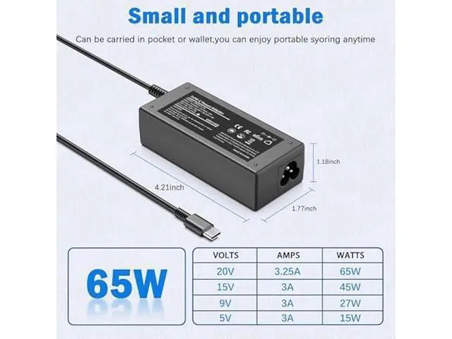 Alt view image 5 of 5 - 45W 65W UBS C Laptop Charger Compatible with HP Chromebook Laptop Computer Type C Power Adapter