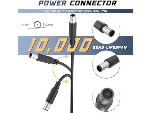 Alt view image 6 of 6 - 19.5V 4.62A 90W AC Adapter Charger Power Supply Cord for Dell Laptop Computer, Dell PA-10 90-watt Power Supply(Connector: 7.4x5.0mm)