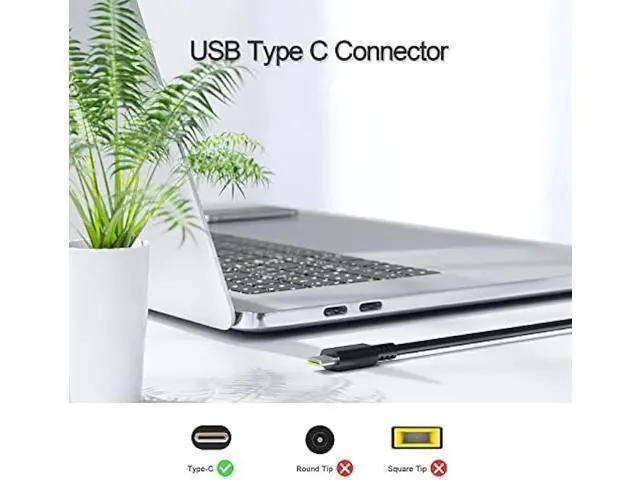 Alt view image 2 of 5 - 65W USB C Charger Fit for Dell Latitude 5420 5520 5320 7210 5310 5410 5510 9410 9510 2-in-1 Type C Watt Laptop AC Adapter Power Supply Cord