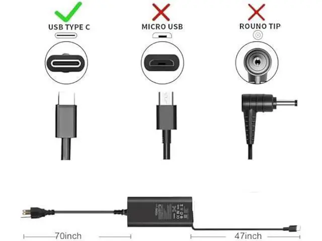 Alt view image 3 of 6 - 100W USB C for Dell Laptop Charger Compatible with Dell Latitude 5540 5440 7340 Dell Precision 3580 5480 Type C Adapter