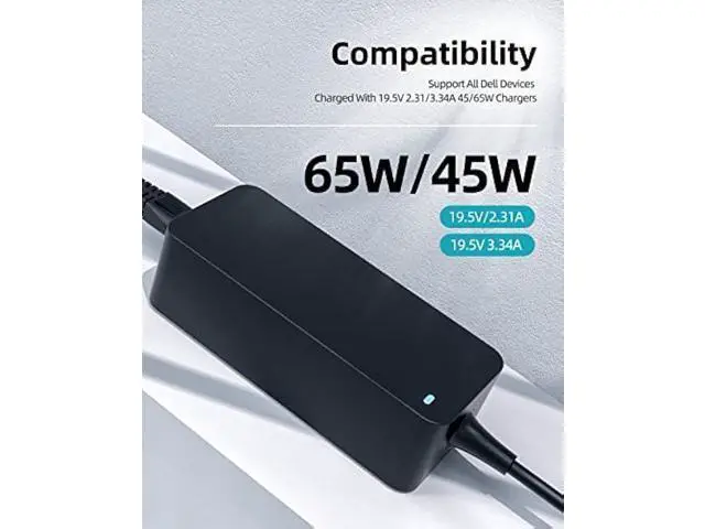 Alt view image 4 of 6 - 65W AC Charger Adapter Fit for Dell-Latitude 3301, Latitude 3310 P95G002 2-in-1 P118G001 Laptop Power Supply Cord