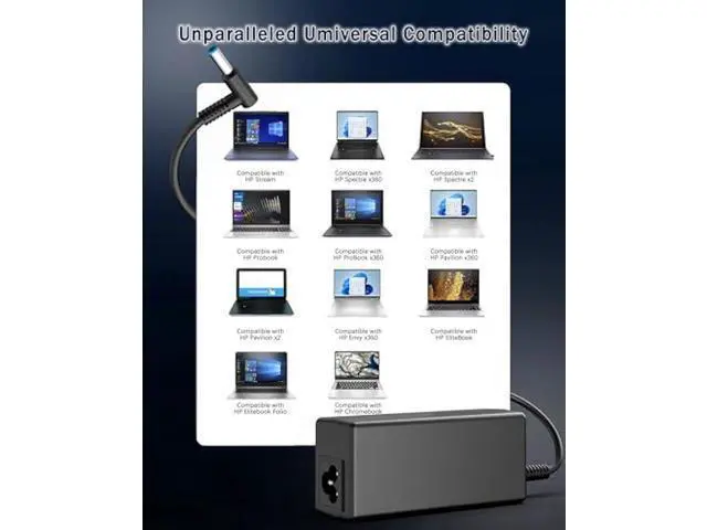 Alt view image 6 of 7 - Replacement for HP Laptop Charger 65W 45W Computer Charger Smart Blue Tip Power Adapter
