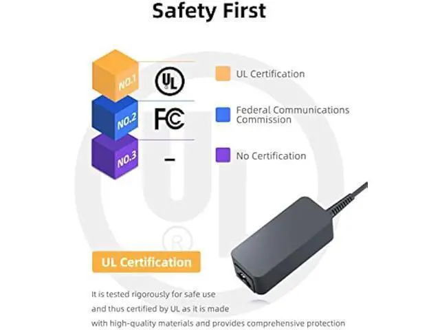 Alt view image 2 of 6 - Charger 45W Fit for Lenovo Chromebook Laptop, UL-Listed, 3 Pin Plug, 10Ft Extended Long Power Cord, Lightweight Design, USB-C Fast Charger
