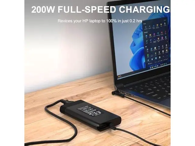 Alt view image 5 of 7 - 200W Laptop Charger Compatible for HP Victus Gaming 15 16, HP Omen Gaming 15 17, Pavilion 15 17 TPN-DA10 L00818-850 Power Supply Cord AC Adapter