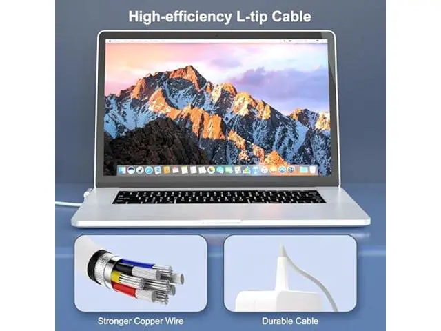 Alt view image 6 of 6 - 85W/60W L Tip Compatible with Mac Book Charger,Power Adapter for 13/15/17 inch Before mid-2012 Models Charger, 6.6FT Cable Adapter Charging Cord