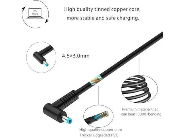 Alt view image 3 of 5 - 45W 19.5V 2.31A 213349-009 Charger Compatible with HP is 13252 Pavilion 15 Notebook Envy x360 L25296-001 741727-001 Blue Tip Laptop Power AC Adapter