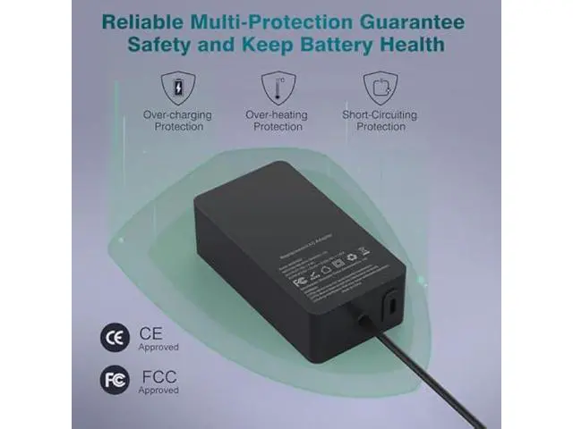 Alt view image 5 of 5 - 65W Laptop Charger Compatible with Microsoft Surface Pro 11, 10, 9, 8, 7+, 7, 6, 5, X, Laptop 7/6/5/4/3/2/1/Studio, Book 3/2/1, Go 4/3/2/1, 10FT