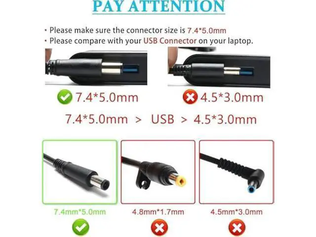 Alt view image 3 of 5 - 19.5V 3.33A 65W Laptop Charger Compatible with HP G4 G6 G7 G32 G42 G56 G60 G61 G62 G71 G72 Dv3 Dv4 Dv5 Dv6 Dv7 Dm4 M6 M7 Power Adapter Supply Cord