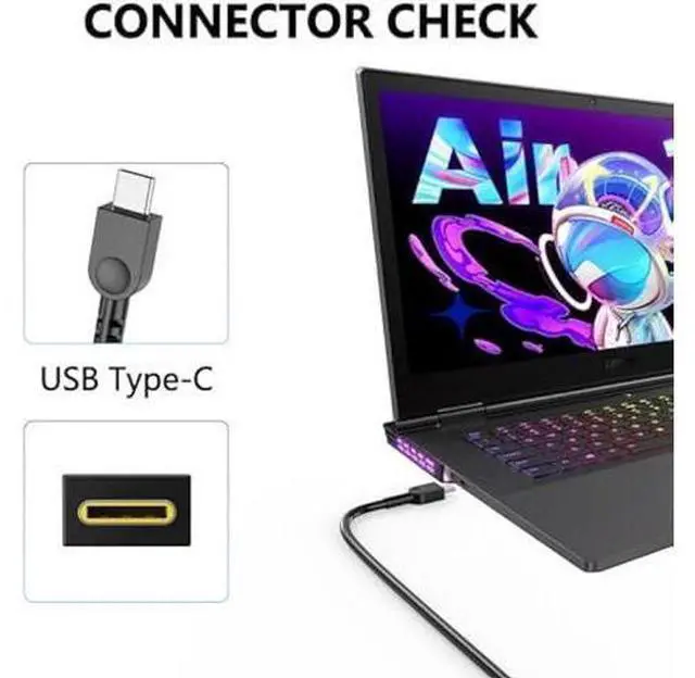 Alt view image 2 of 7 - New Slim 65W USB Type C AC Charger for Lenovo Thinkpad Yoga Chromebook IdeaPad Laptop Power Supply Adapter Cord