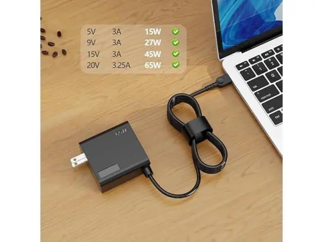 Alt view image 6 of 7 - New Slim 65W USB Type C AC Charger for Lenovo Thinkpad Yoga Chromebook IdeaPad Laptop Power Supply Adapter Cord