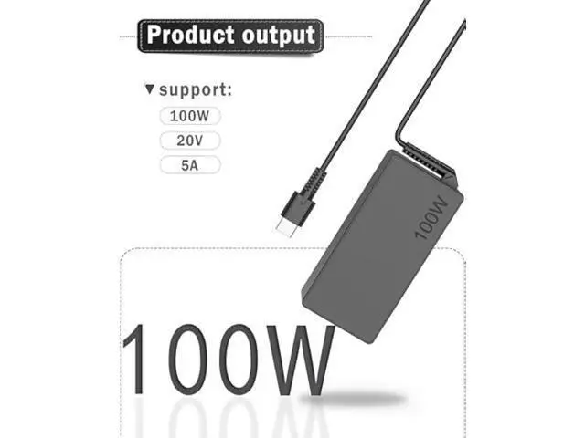 Alt view image 3 of 6 - 100W USB C Charger Power Adapter Compatible with Mac Book Pro/Air 16, 15, 14, 13 Inch HP Dell Lenovo Asus Acer Type C Fast Charging