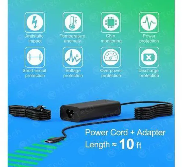 Alt view image 5 of 7 - New Replacement for Laptop Charger 65W USB C Laptop Charger for XPS 12 13 Chromebook 3100 and Latitude 3000 5000?