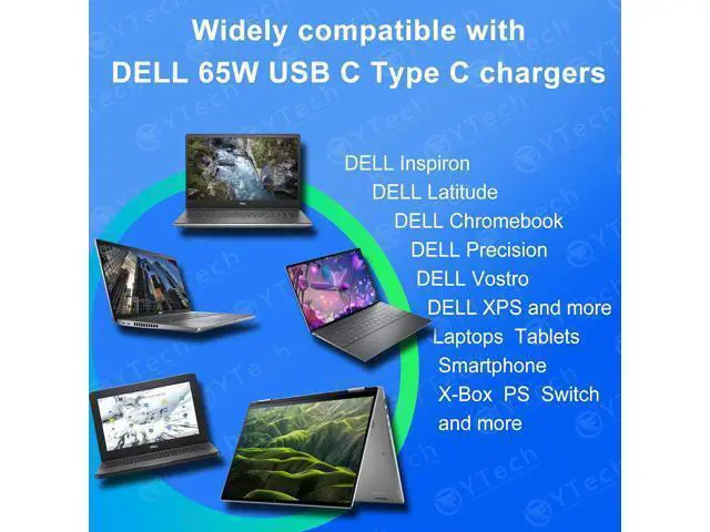 Alt view image 6 of 7 - New Replacement for Laptop Charger 65W USB C Laptop Charger for XPS 12 13 Chromebook 3100 and Latitude 3000 5000?