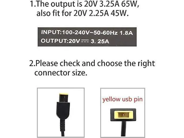 Alt view image 3 of 6 - AC Adapter Charger for Lenovo G50-80 80E501J5US, 80E501JFUS; Lenovo G50 80E30181US, 80L0000QUS, 80E501B2US Notebook Battery Power Supply Cord Plug