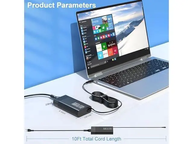 Alt view image 6 of 7 - New Slim 90W USB C Laptop Charger Compatible with HP Spectre x360 HP 904144-850 904082-003 adp-90fe 2ln85aa TPN-DA08 L45440-003 EliteBook 1040 G4 Hp 90w USB-c Type C AC Adapter Power Supply Cord