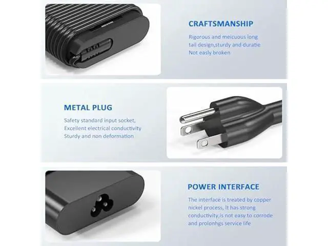 Alt view image 4 of 7 - New Slim 90W USB C Laptop Charger Compatible with HP Spectre x360 HP 904144-850 904082-003 adp-90fe 2ln85aa TPN-DA08 L45440-003 EliteBook 1040 G4 Hp 90w USB-c Type C AC Adapter Power Supply Cord