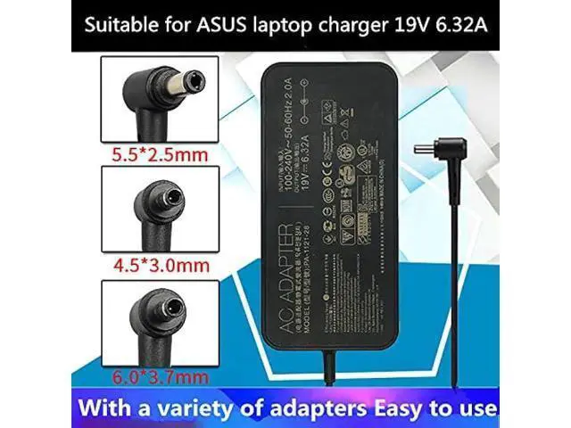 Alt view image 6 of 6 - 120W 19V 6.32A Power Adapter Fit for Asus Rog GL502VT GL502V GL502 GL502VT-DS71 N750 N500 G50 N53S N55 Gaming, PA-1121-28 A15-120P1A Charger