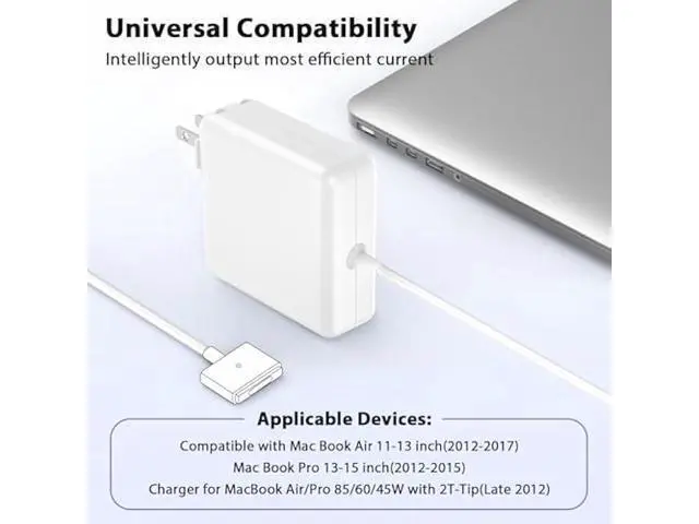 Alt view image 5 of 6 - 85W Charger for MacBook Pro,Charger Adapter with Fast Charging,Replacement AC 2T-Tip Connector Power Adapter,Laptop Charger Compatible with MacBook pro & Air 13 inch-15 inch Retina After Mid 2012