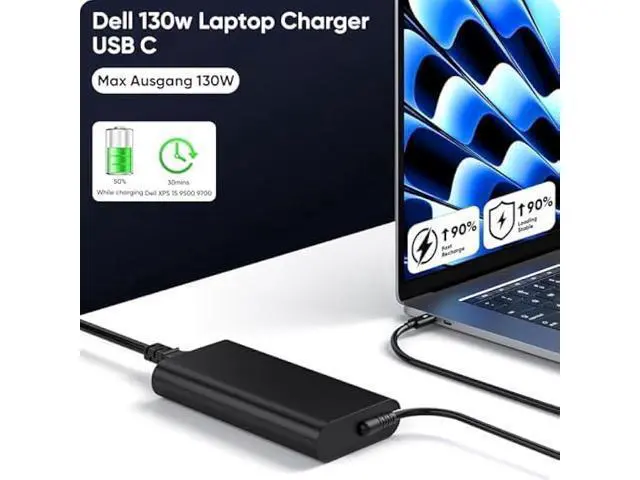 Alt view image 2 of 6 - Charger Compatible with Dell 130W USB C Laptop for Dell Precision 5470 5480 5530 5550 5560 5570 5750 3560,Latitude 7410 9410 5420, Dell XPS 15 9575 9500 9510 9520 XPS 17 9700 9710 9720 9730 Power Cord
