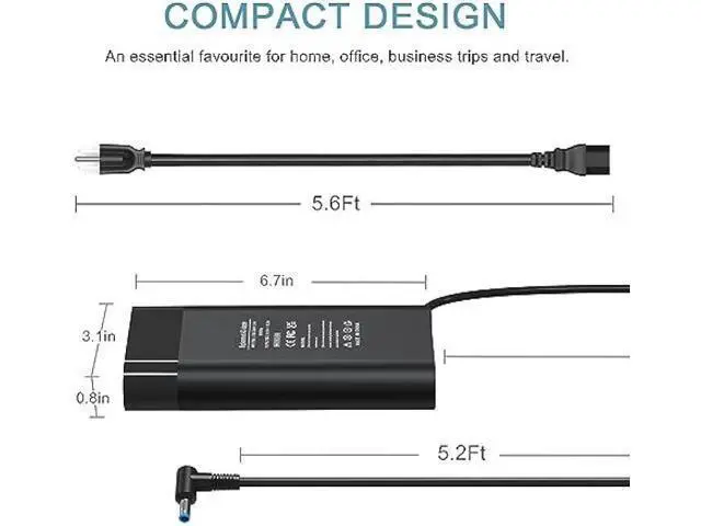 Alt view image 2 of 7 - 200W Laptop Charger 10.3A 19.5V for HP Omen Pavilion 15 16 17 Gaming Laptop, Zbook 15 17 ZBook Fury Create Studio Envy 15 2020 TPN-DA10 Gaming Laptop Power Adapter Supply