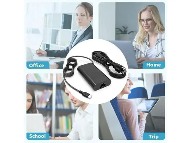 Alt view image 4 of 5 - 65W USB-C Laptop Charger Compatible with HP AI PC OmniBook 7 5 X Flip 16 14 17.3 inch,Compatible with HP EliteBook X Flip/Ultra G1i 14 inch Next Gen AI PC Laptop Type C AC Power Adapter