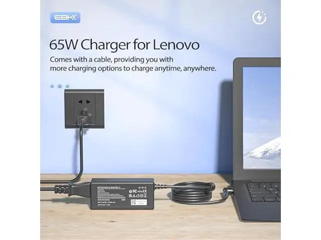 Alt view image 5 of 6 - 65W Charger for Lenovo Flex 5 4 6 / Ideapad 3 1 5/310 320 330 330s 100 100S 110 120S 130 130S S340 S145 Series Lapto with Power Cord