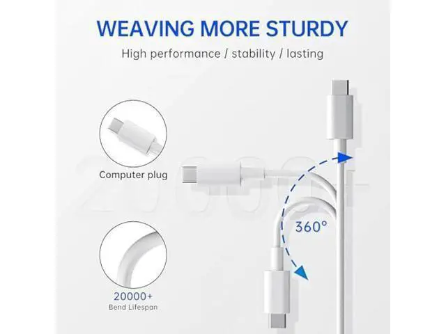 Alt view image 2 of 6 - 96W USB-C Fast Charger-Premium MacBook Charger Compatible with MacBook Air, MacBook Pro, iPad, Chromebook, Dell Inspiron 15, and All USB C Charger Devices, Includes 5.9ft Cable for Home & Office Use
