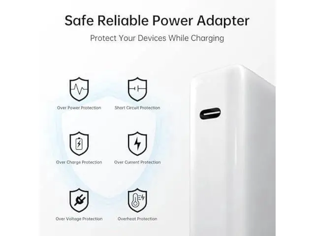 Alt view image 3 of 6 - 96W USB-C Fast Charger-Premium MacBook Charger Compatible with MacBook Air, MacBook Pro, iPad, Chromebook, Dell Inspiron 15, and All USB C Charger Devices, Includes 5.9ft Cable for Home & Office Use