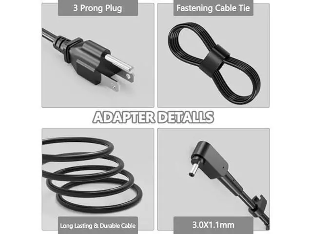 Alt view image 3 of 6 - Laptop Charger fit for Acer Aspire 3 14 15 A314 A314-22 A314-23p A315-23 A315-22 A315-34 A315-58 A315-58G A315-57G A315-44P A315-24 A315-51P A315-24P A315-35 n23c3 Laptop Power Cord