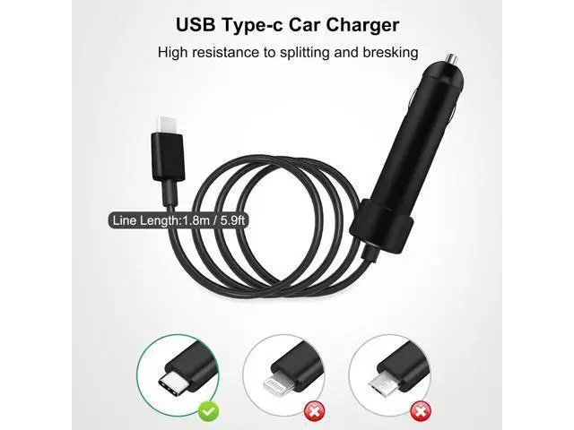 Alt view image 2 of 6 - 12-24V DC 65W USB C Car Charger for Latitude 13 14 15 5430 7210 Precision 3570 XPS 13 Plus Laptop Power Supply HP 65W Car Charger