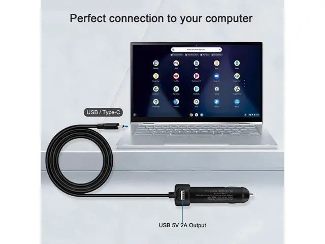 Alt view image 6 of 6 - 12-24V DC 65W USB C Car Charger for Latitude 13 14 15 5430 7210 Precision 3570 XPS 13 Plus Laptop Power Supply HP 65W Car Charger