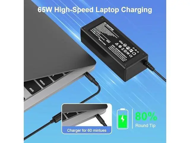 Alt view image 3 of 7 - 65W AC Adapter Compatible with Dell Inspiron 13/14/15/16 Latitude 5490/5420 and More Series Adapter Power Supply Cord