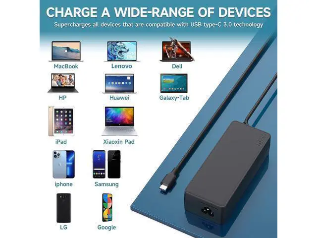 Alt view image 2 of 7 - USB C Laptop Charger 100W USB C Laptop Power Adapter Compatible with Thinkpad Carbon x1 5th 6th Gen IdeaPad 13 720 Y400 Y500 P580 P500